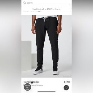 Men's  Vuori Joggers Black size L